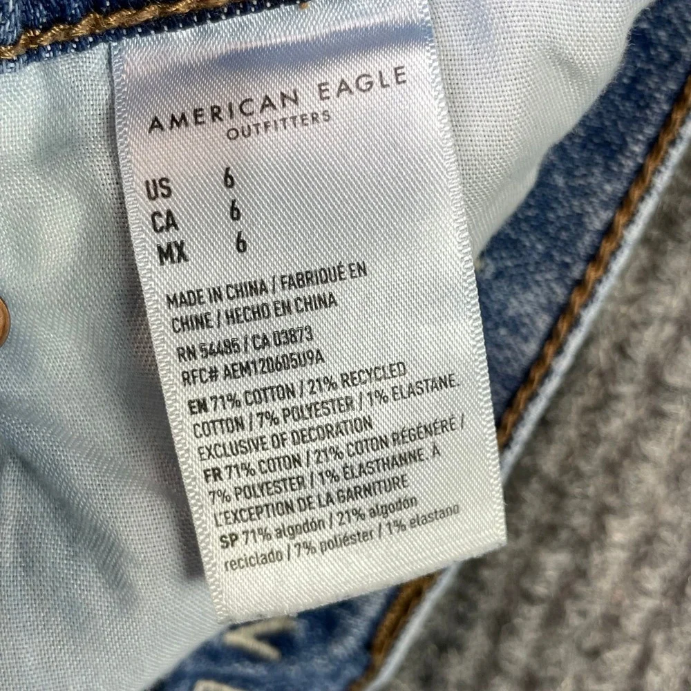 American Eagle Denim Shorts Lot Women 6 Blue Baggy Bermuda Distressed Cutoff 2pk
